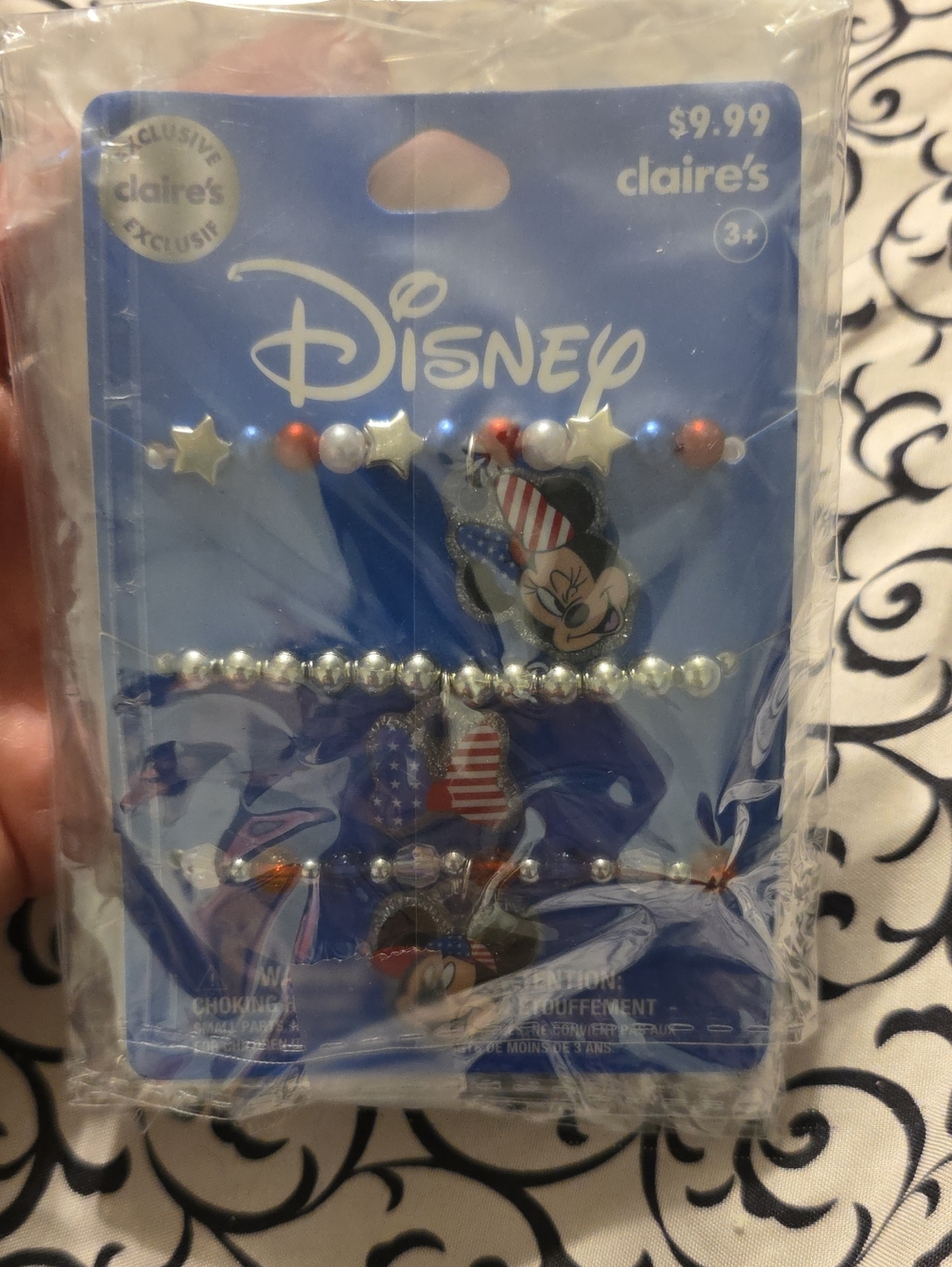 Disney Claire's Kids 3-Pack Minnie Mouse Beaded Bracelets - Red, White, Blue